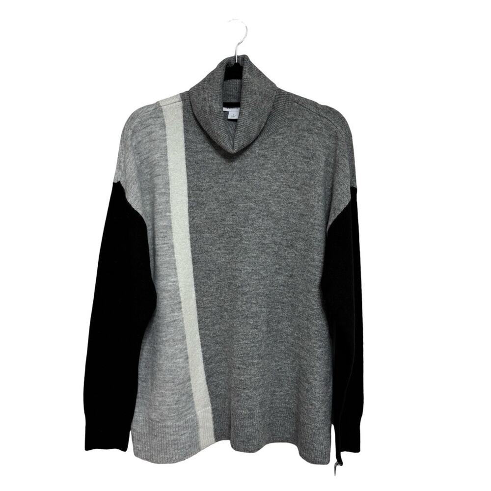 NEW Liz Claiborne Colorblock Turtleneck Sweater in Smoke Heather Combo - Size L